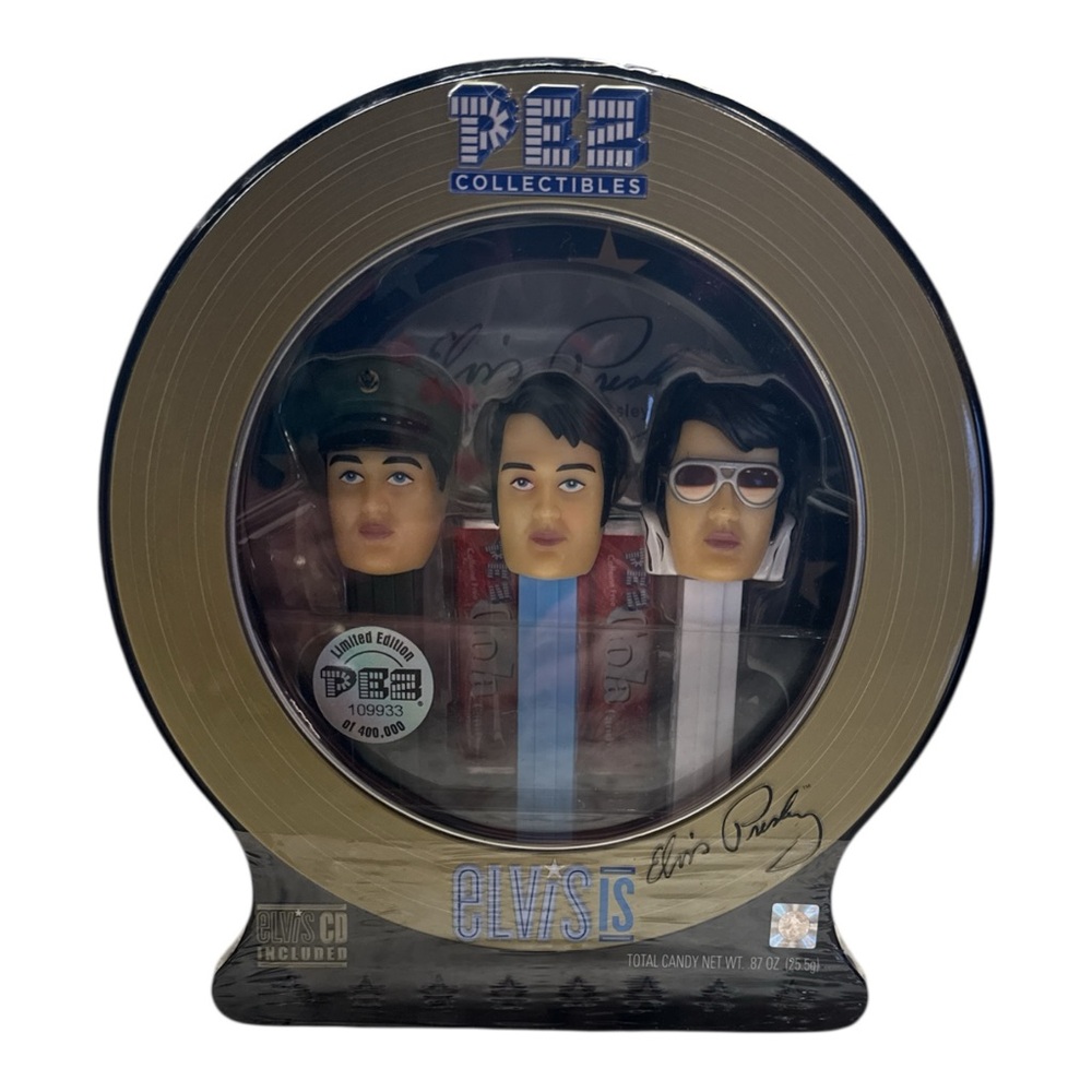 ELVIS PRESLEY‎ PEZ Collectibles Dispenser Set LIMITED EDITION Tin CD NEW SEALED